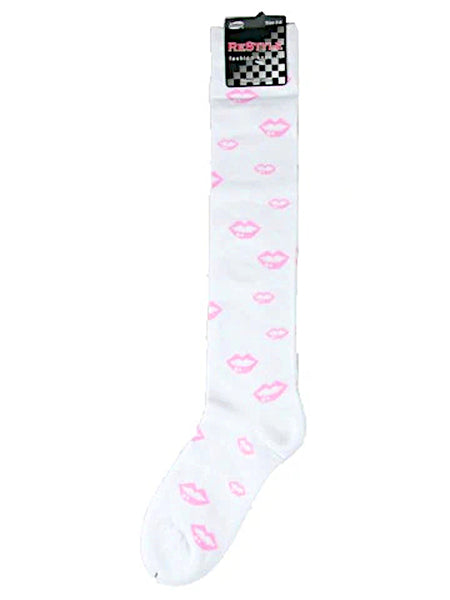 Kisses pattern multi-colour knee-high socks