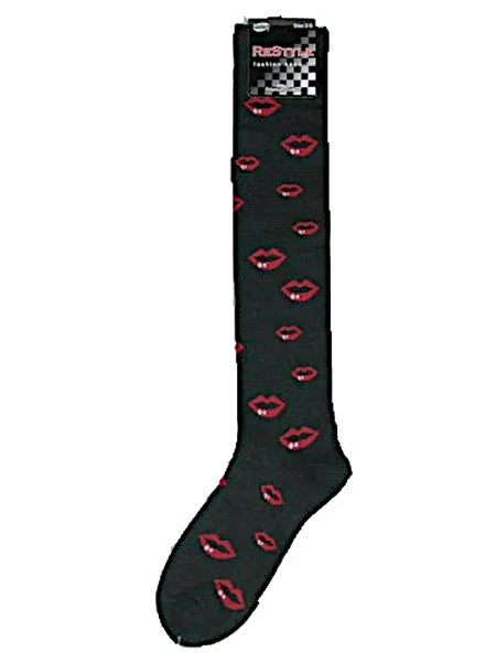 Kisses pattern multi-colour knee-high socks