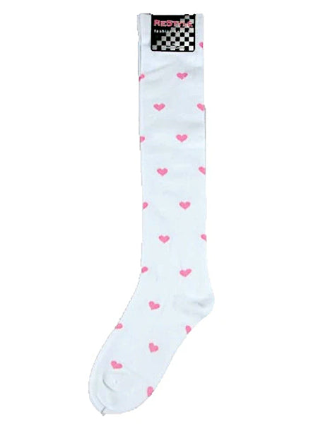 Hearts pattern multi-colour knee-high socks