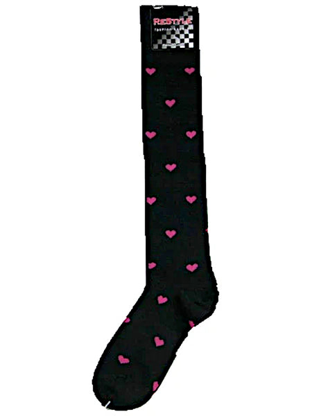 Hearts pattern multi-colour knee-high socks