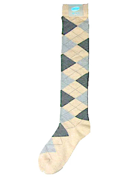 Argyle pattern multi-colour knee-high socks
