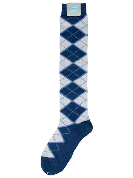 Argyle pattern multi-colour knee-high socks