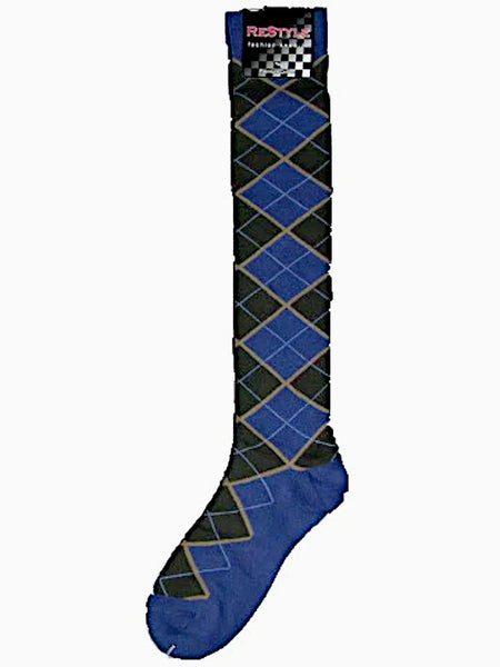 Argyle pattern multi-colour knee-high socks