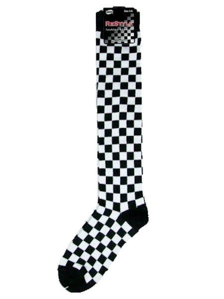 Checked pattern multi-colour knee-high socks