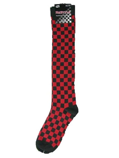 Checked pattern multi-colour knee-high socks