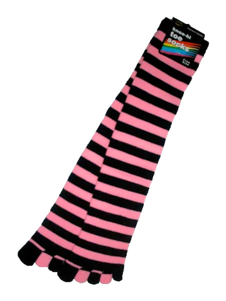 Stripe pattern mid-calf toe socks