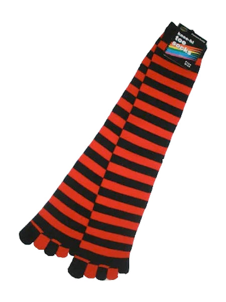 Stripe pattern mid-calf toe socks