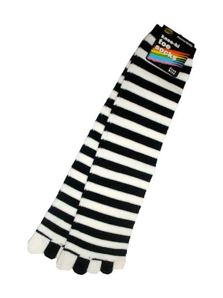 Stripe pattern mid-calf toe socks