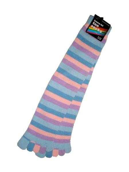 Stripe pattern mid-calf toe socks