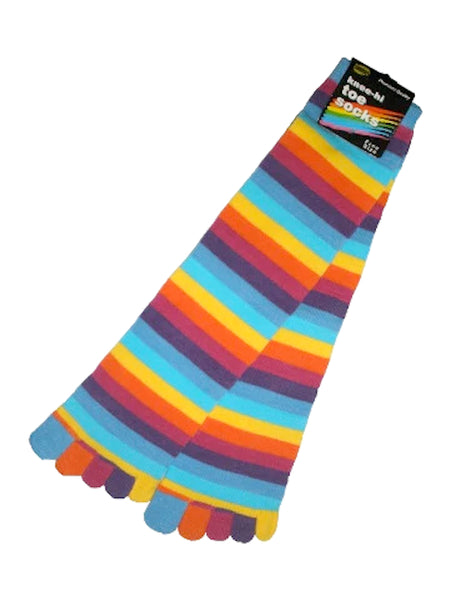 Stripe pattern mid-calf toe socks