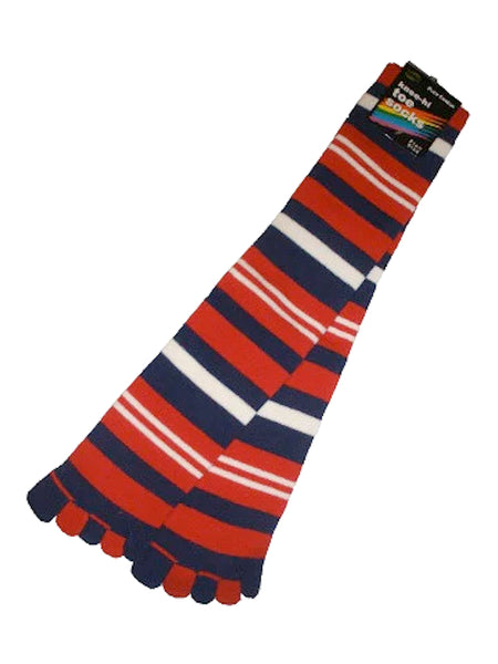 Stripe pattern mid-calf toe socks