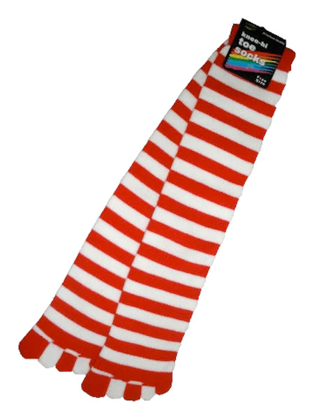 Stripe pattern mid-calf toe socks