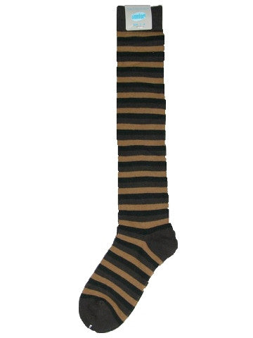Ladies knee-high socks, size 2-8, BLACK-BROWN-BROWN stripe
