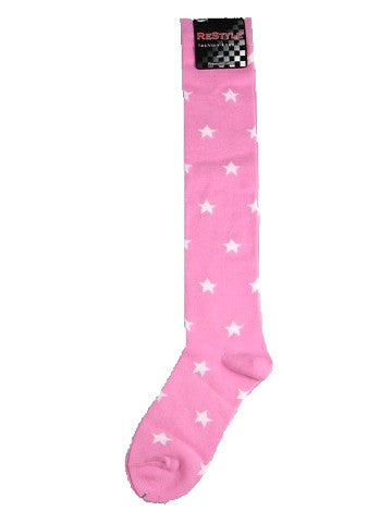 Ladies knee-high socks, size 2-8, PINK-PINK STARS