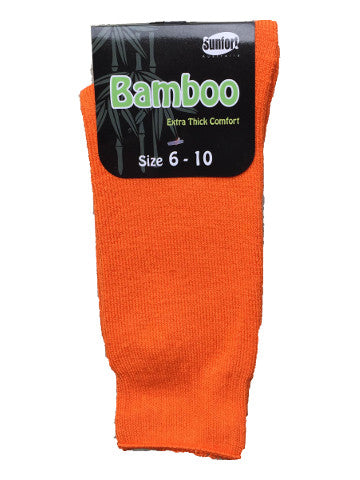 Mens outdoor work socks, size 6-10, bamboo, HI-VIS ORANGE